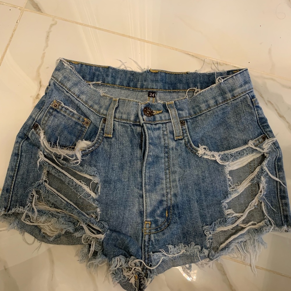 Carmar denim distressed shorts